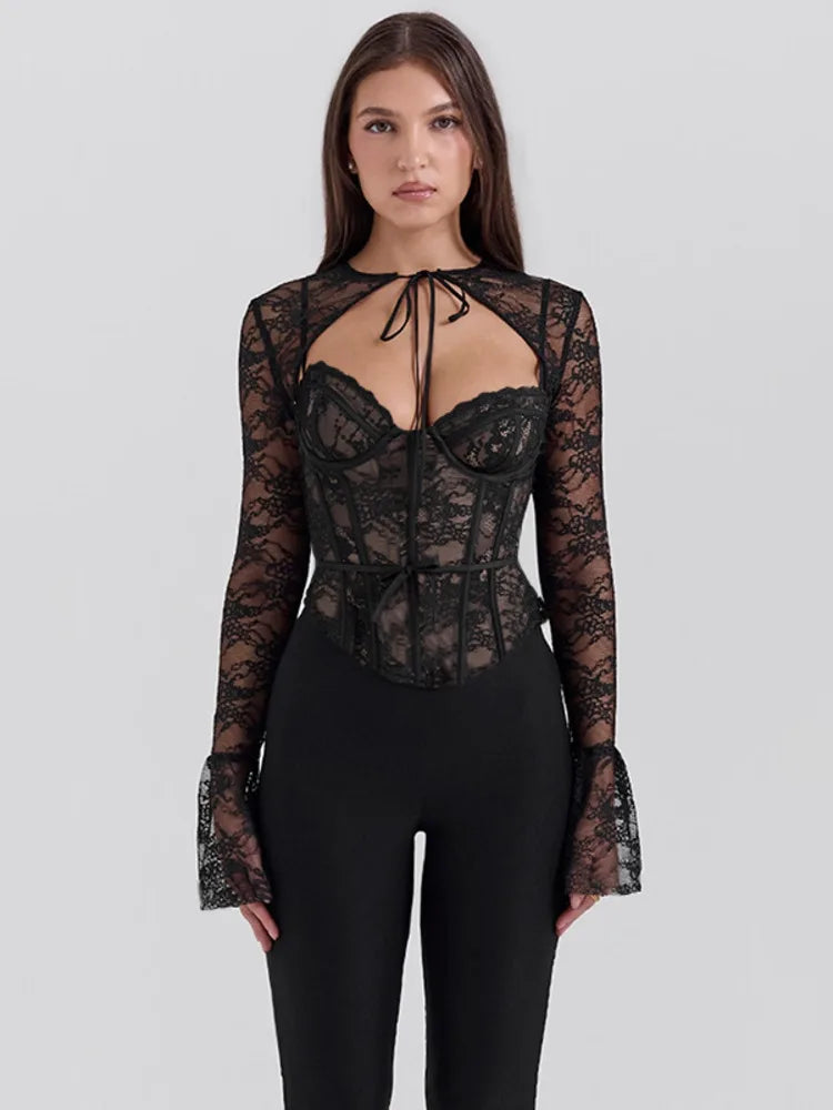 Black corset long sleeve